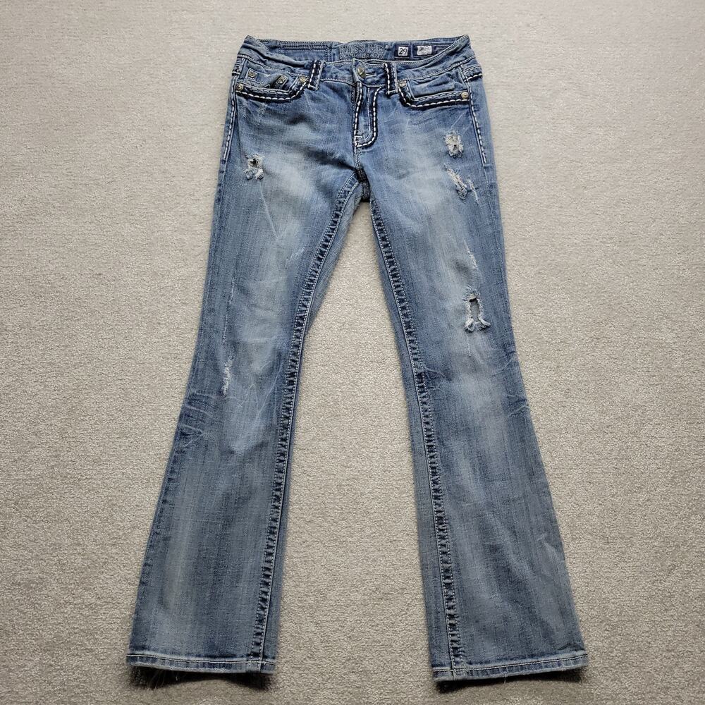 Miss Me Irene Boot Womens Jeans Size 29 Distressed Embellished Bootcut Denim